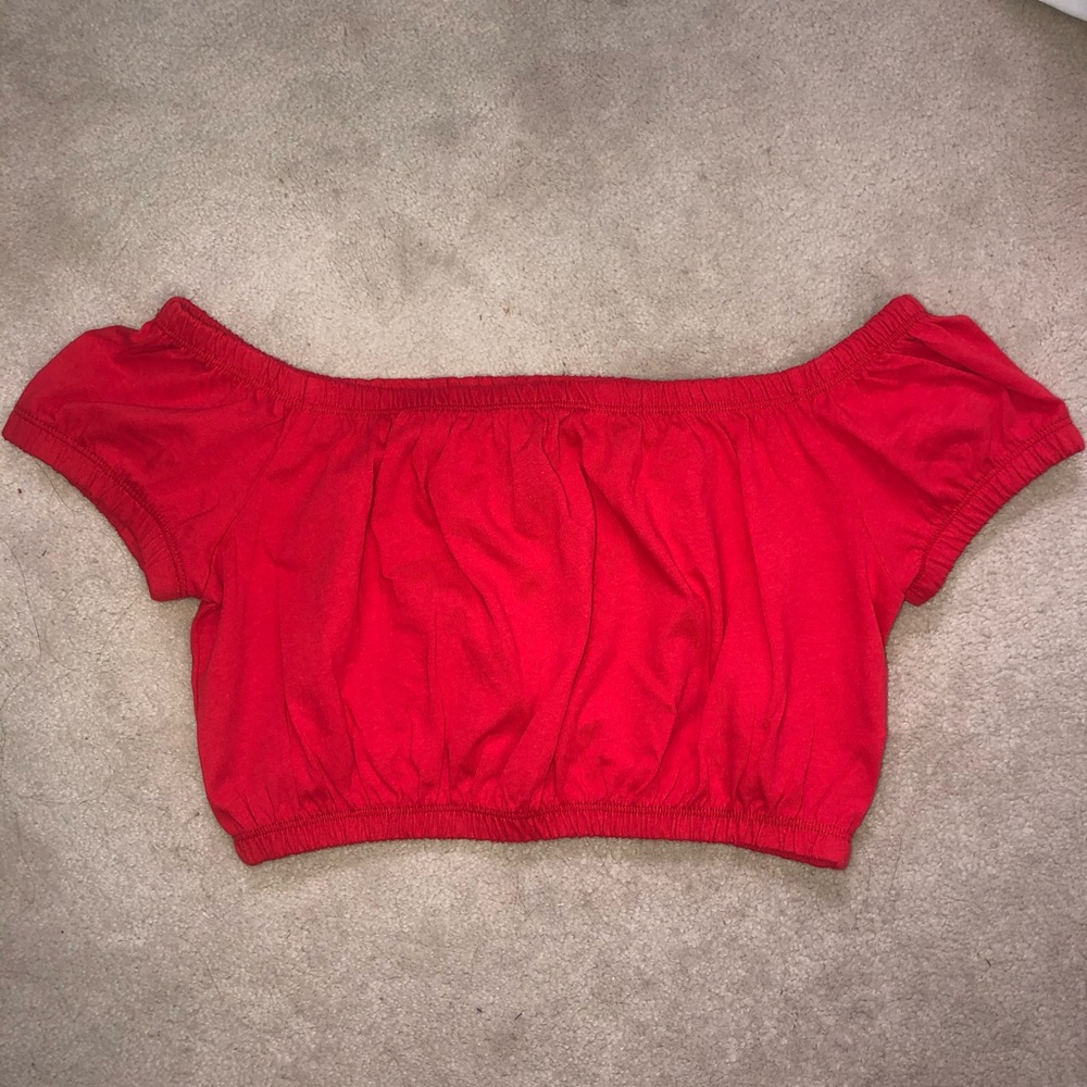 NWT Red Off the Shoulder Crop Top
